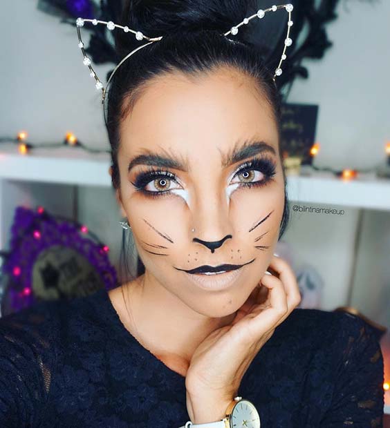 Glamorös Kitten Halloween Makeup