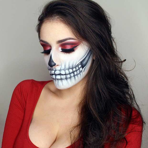 วันฮาโลวีน Skeleton Makeup Idea