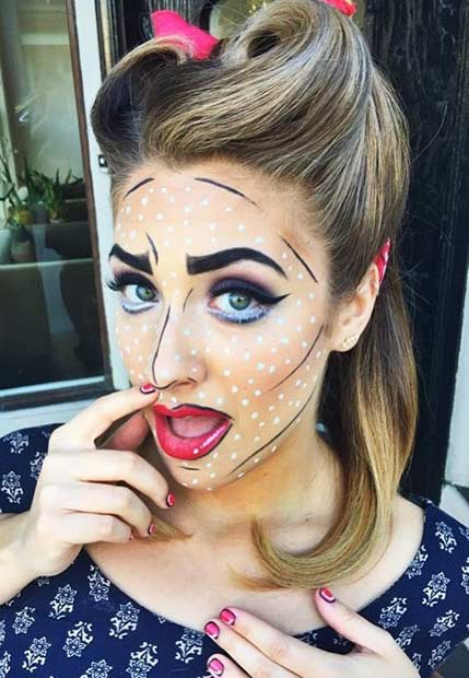 Pop Art Makeup Look Idea for Halloween