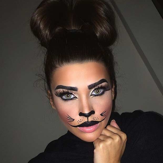 Söt Halloween Cat Makeup Look