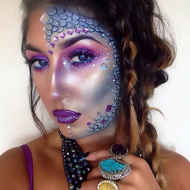 सुंदर Mermaid Halloween Makeup Look
