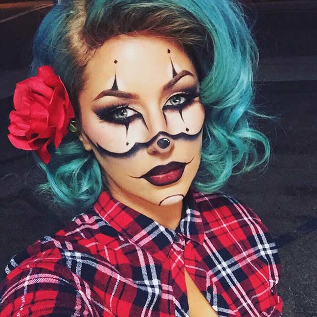 อันธพาล Clown Halloween Makeup Idea