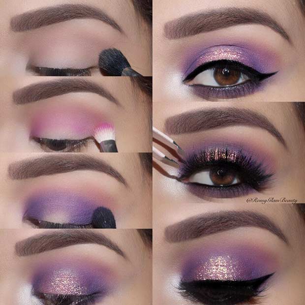 purpurna boja Smokey Eye Step by Step Look