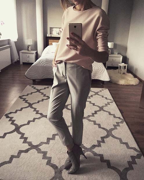 ışık Top and Grey Tailored Trousers for Work