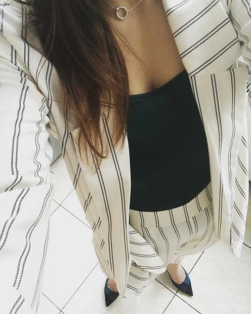 Стилски Stripe Suit Work Outfit 