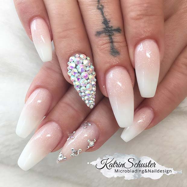 Hombre Coffin Nails with Rhinestones