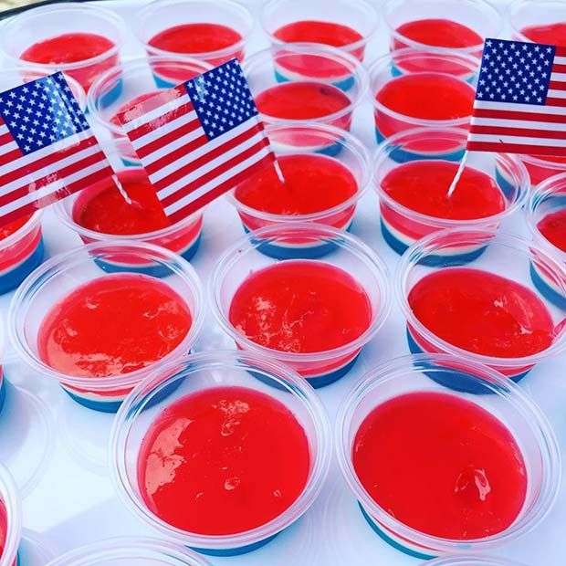 Crvena, White and Blue Jello Shots for 4th of July Party Ideas 