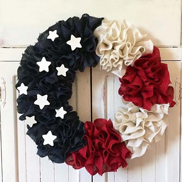 stjärnor and Stripes Decorative Wreath for 4th of July Party Ideas 