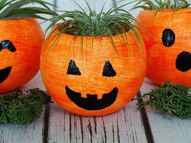 Pumpkin Planters for Fun DIY Halloween Party Decor