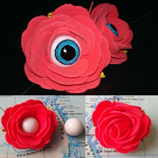 Yaratıcı Eyeball Flowers for Fun DIY Halloween Party Decor