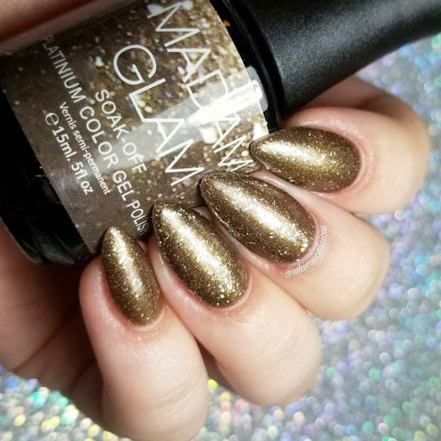 Glam Gold Shimmer Nails