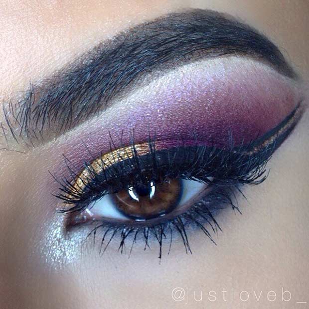 Violet and Gold Smokey Eye Idea for Brown Eyes