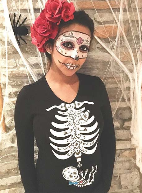 Dag of the Dead Skeleton for Halloween Costumes for Pregnant Women