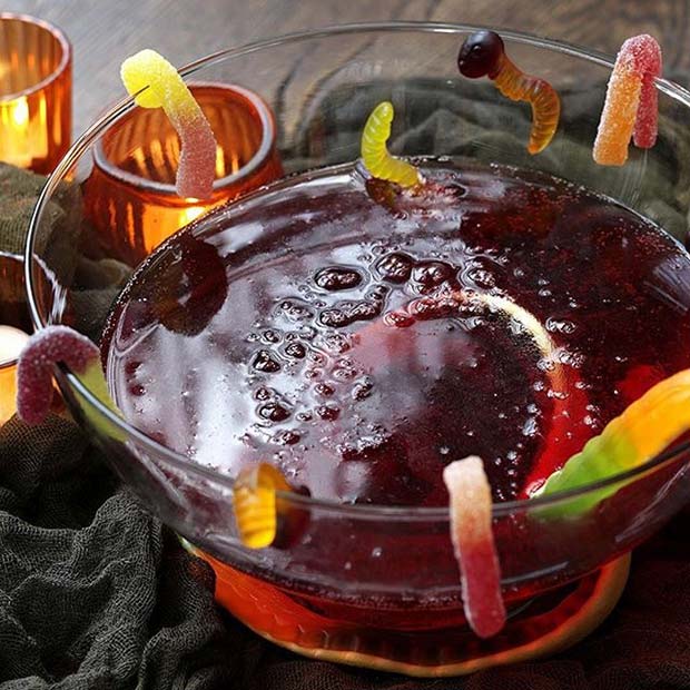 วันฮาโลวีน Gummy Punch Bowl for Halloween Party Drinks