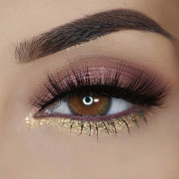 Maro And Gold Eye Makeup for Prom