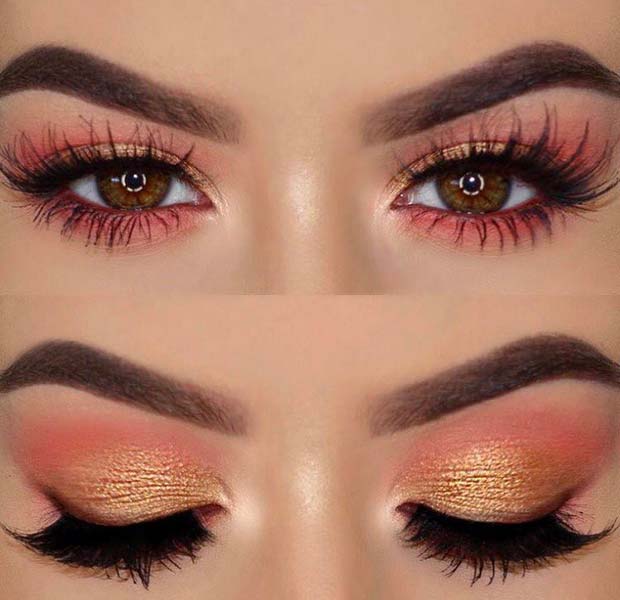 sladak Pink and Gold Eye Makeup for Makeup Ideas for Thanksgiving Dinner