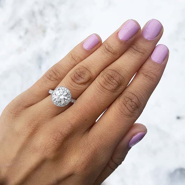 uluitor Round Diamond Engagement Ring