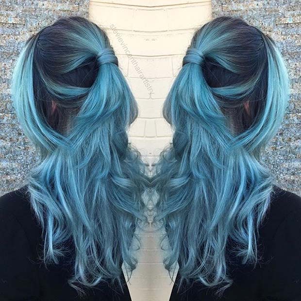 Dusty Pastel Teal Hair Color