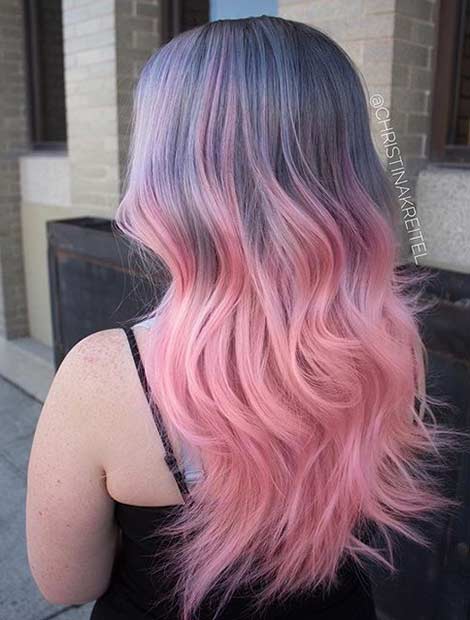 Grå to Pastel Pink Ombre