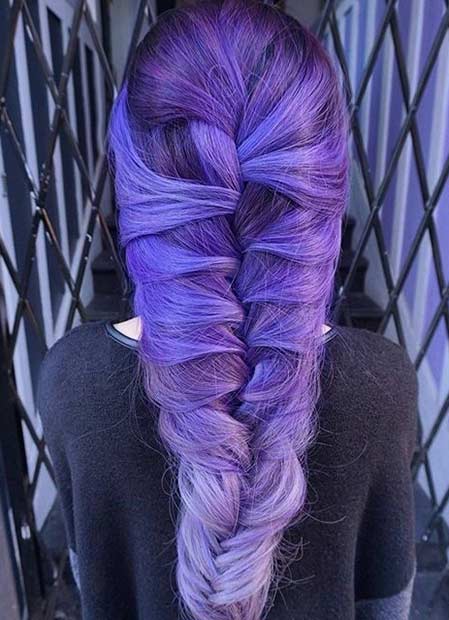Sötét Purple to Pastel Purple Hair Color 