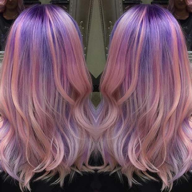 गुलाबी and Purple Pastel Hair