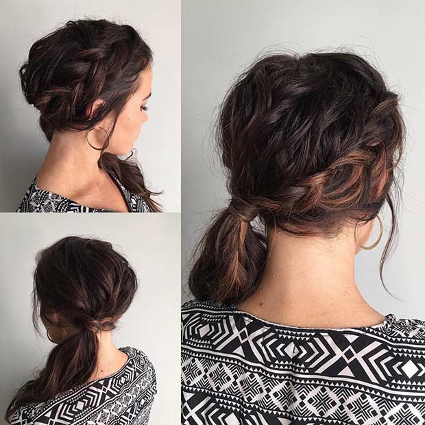 Fläta into a Side Ponytail Prom Hairstyle