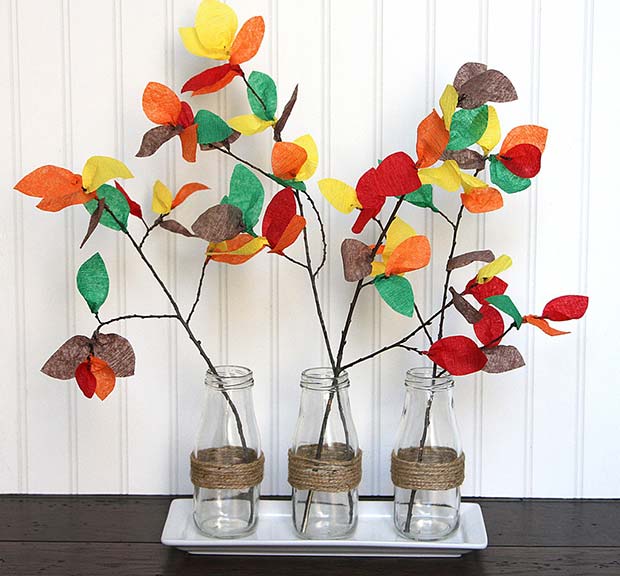 गिरना Branch Decoration for Simple and Creative Thanksgiving Decorations