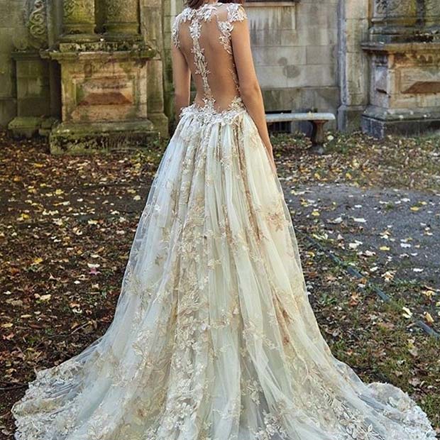 ארוך Princess Wedding Dress