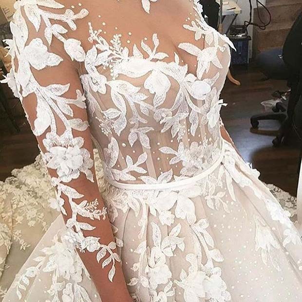 Floral Feature Wedding Dress