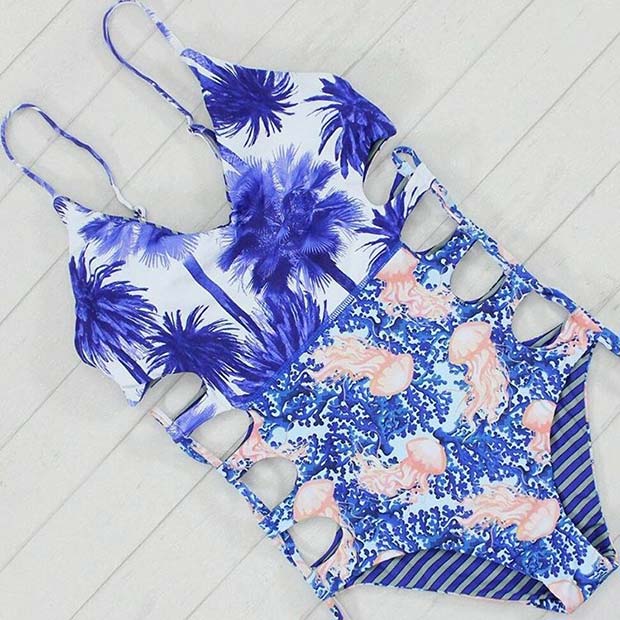 Tropikal and Jellyfish One Piece Bathing Suit for Summer 2017