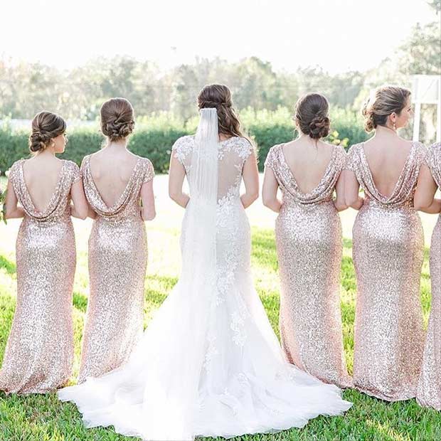 Zlato Sequin Open Back Dresses for Bridesmaids