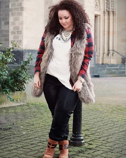 פלָנֶל and Faux Fur for Flannel Outfit Ideas for Fall