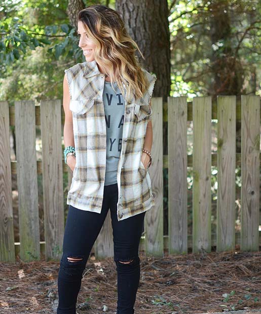 ללא שרוולים Flannel for Flannel Outfit Ideas for Fall