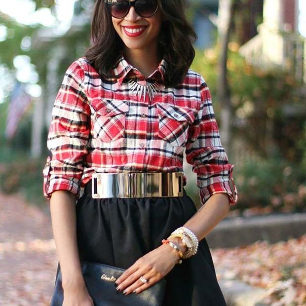 Falla Glamour for Flannel Outfit Ideas for Fall