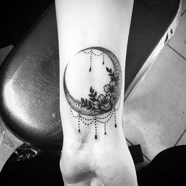 Polmesec Moon Tattoo for Women's Wrist Tattoo Ideas