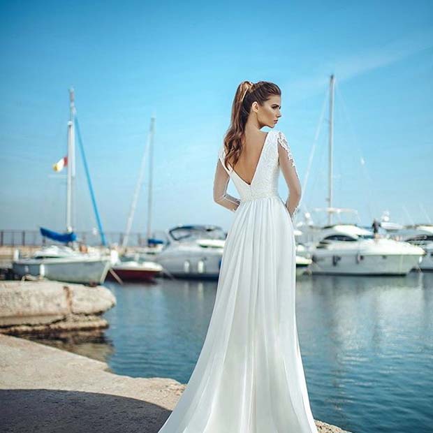 Glamorös Lace Sleeve Dress for Summer Wedding Dresses for Brides