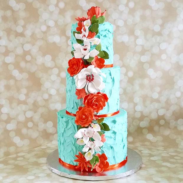 उष्णकटिबंधीय Blue Cake for Summer Wedding Cakes 
