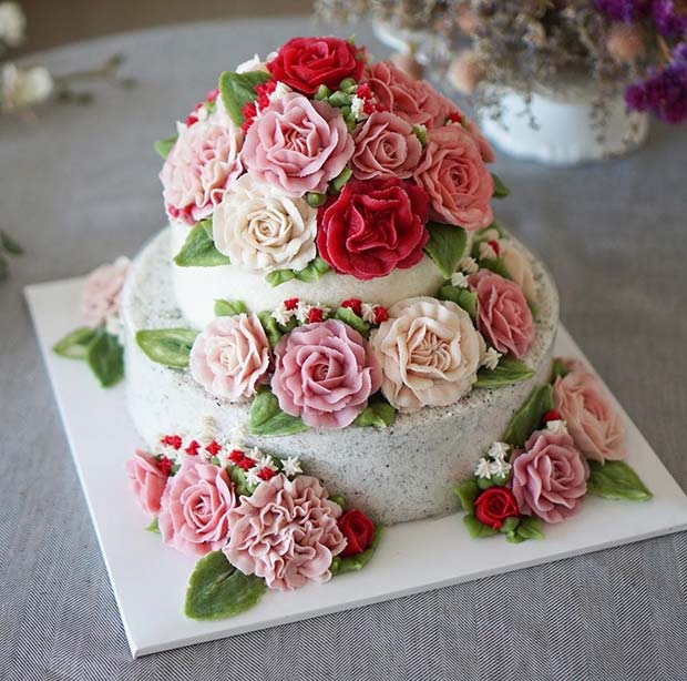 Blommig Cake for Summer Wedding Cakes 