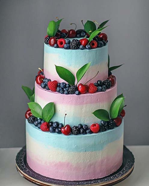 רַב Color Berry and Cherry Cake for Summer Wedding Cake 