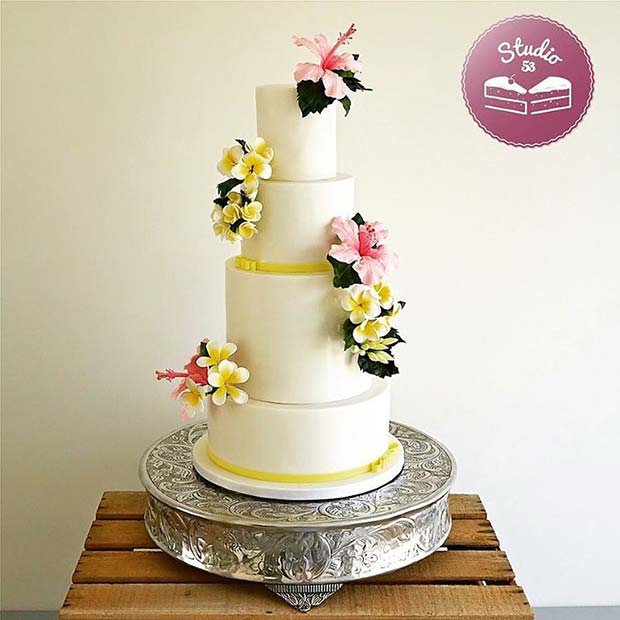 उष्णकटिबंधीय Flower Cake for Summer Wedding Cakes