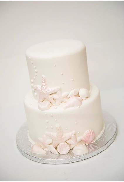 समुद्र तट Wedding Shell Cake for Summer Wedding Cakes
