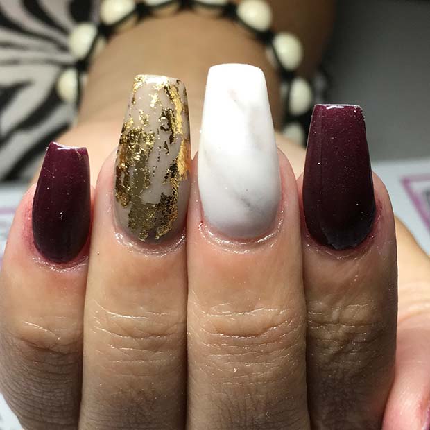 fólia and Marble Nails for Fall Nail Design Ideas 