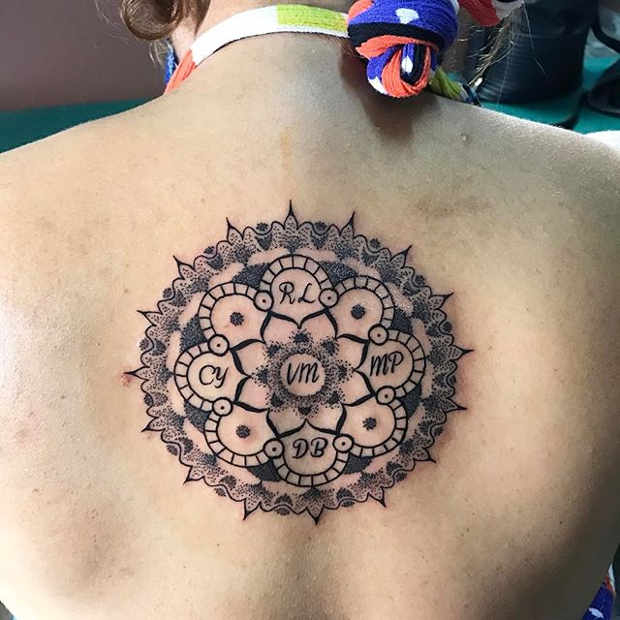 Kvinnor's Floral Back Mandala Tattoo