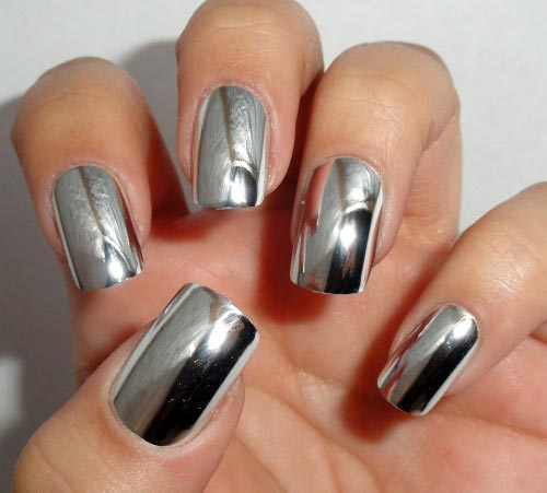 Silver Metallic Nail Art Design