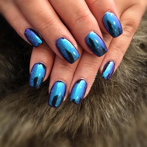 Simplu Metallic Blue Nail Art Design
