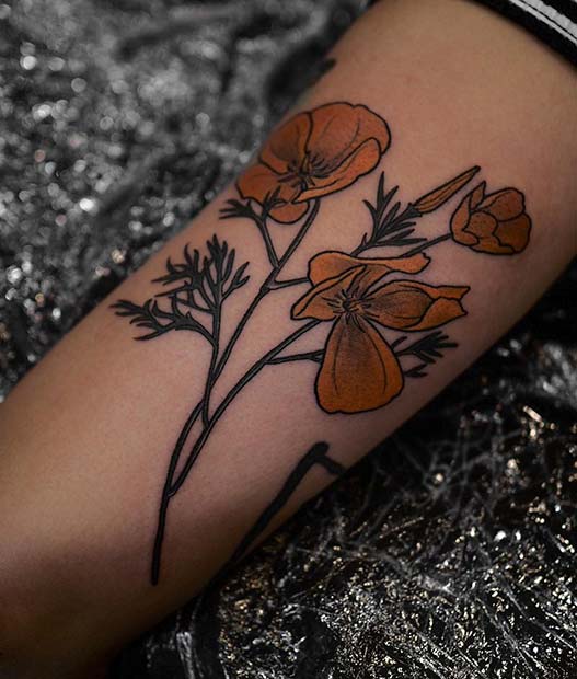 Калифорнија Poppy Tattoo Idea