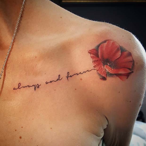 Poppy and Quote Tattoo Idea