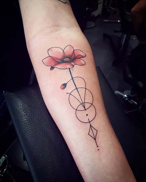  Patterned Poppy Tattoo Design Idea