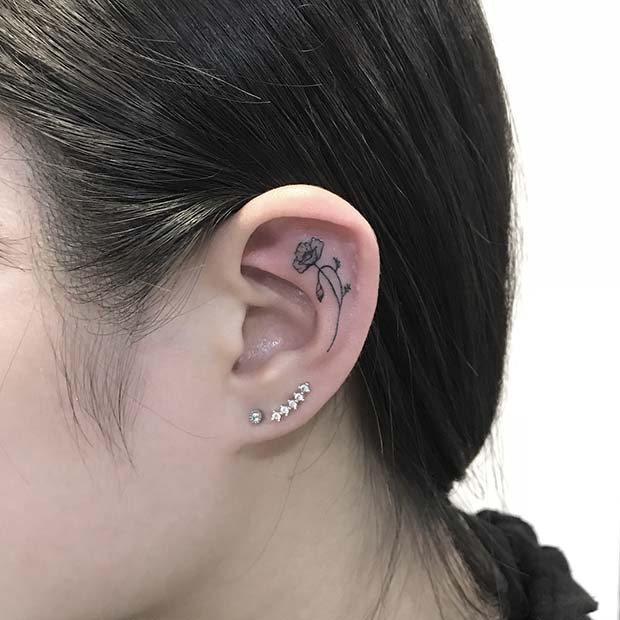 छोटा Poppy Ear Tattoo Idea