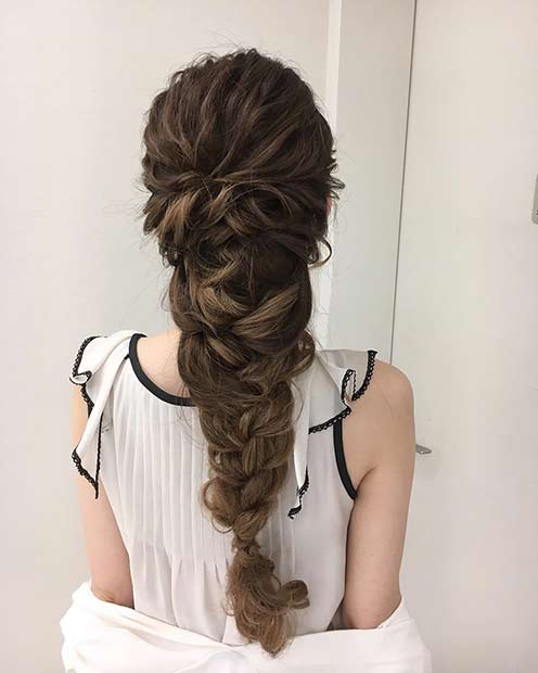 Lång Braided Updo For Prom